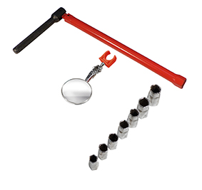 180499 - Clé à robinets 13mm 7 embouts + miroir et ressort