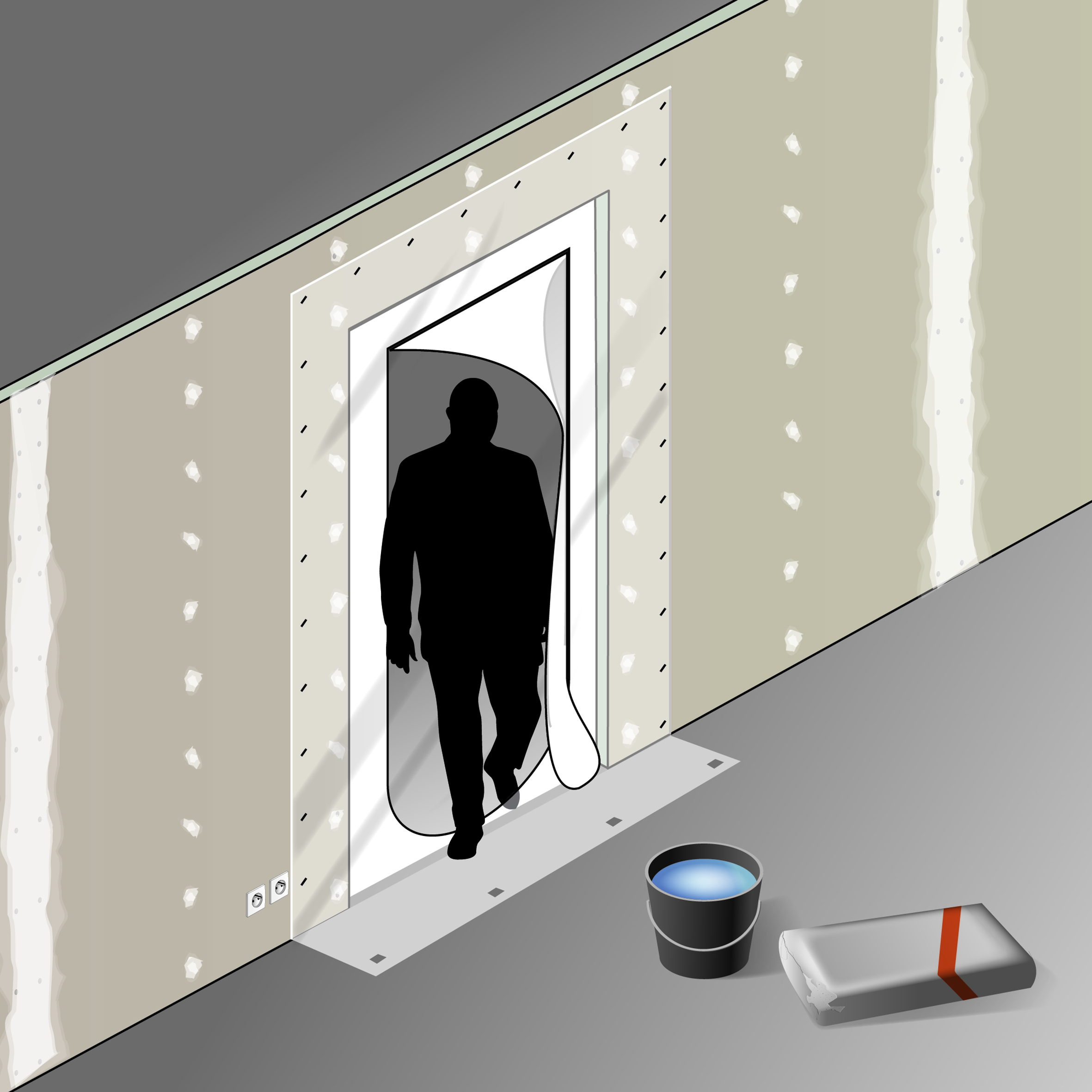 Porte De Protection Plastique à Zip 220x112 Cm - Isolation Rapide Pièce - Ouverture Passage 68x192 Cm